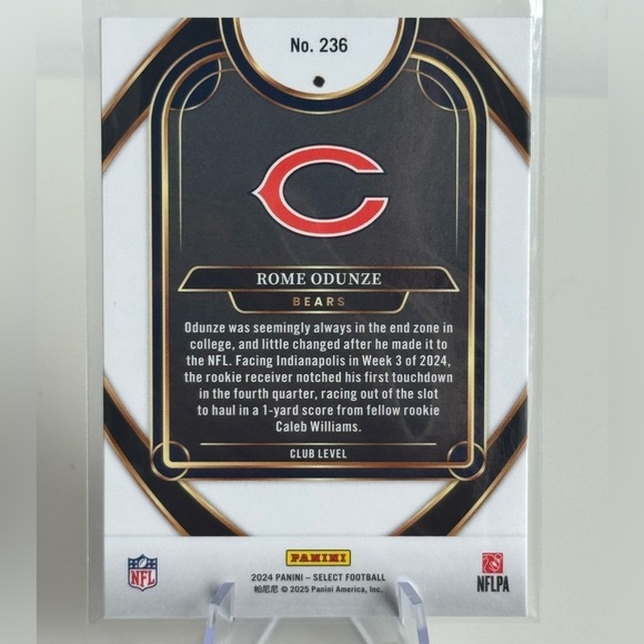 2024 Panini Select Rome Odunze Rookie Card. Chicago Bears - Picture 2 of 2